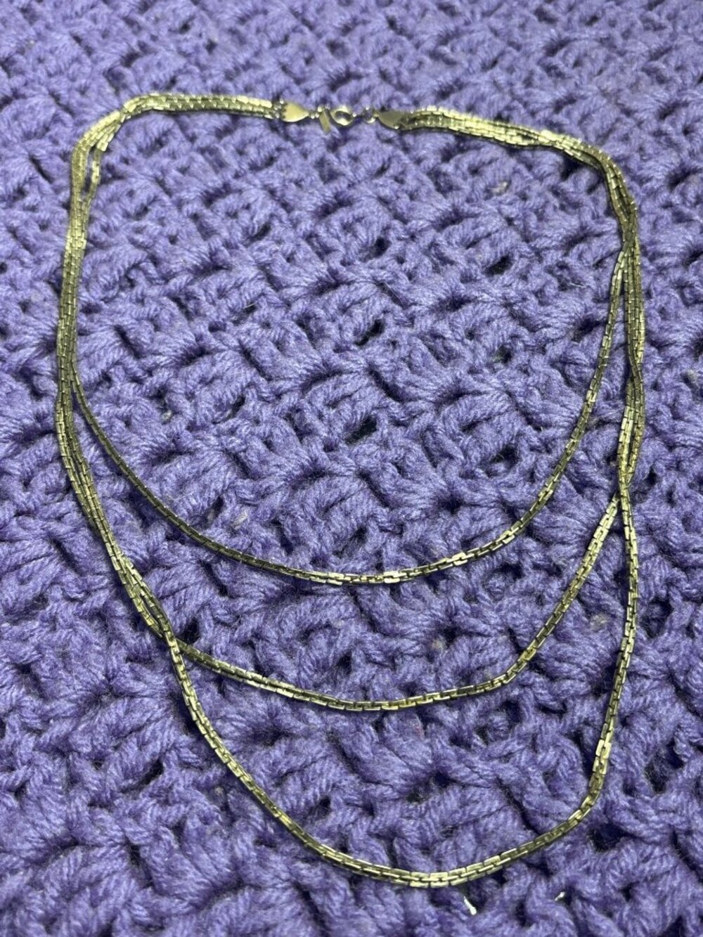 Vintage W.J.N. Silvertone Necklace 3 Strands